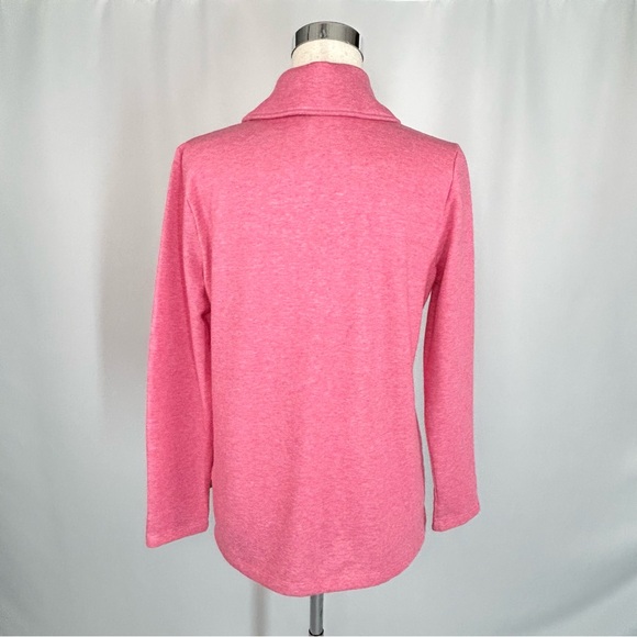 NWT T by Talbots Featherweight Fleece Pink Wrap Neck Pullover Top Size Medium P - Picture 6 of 9